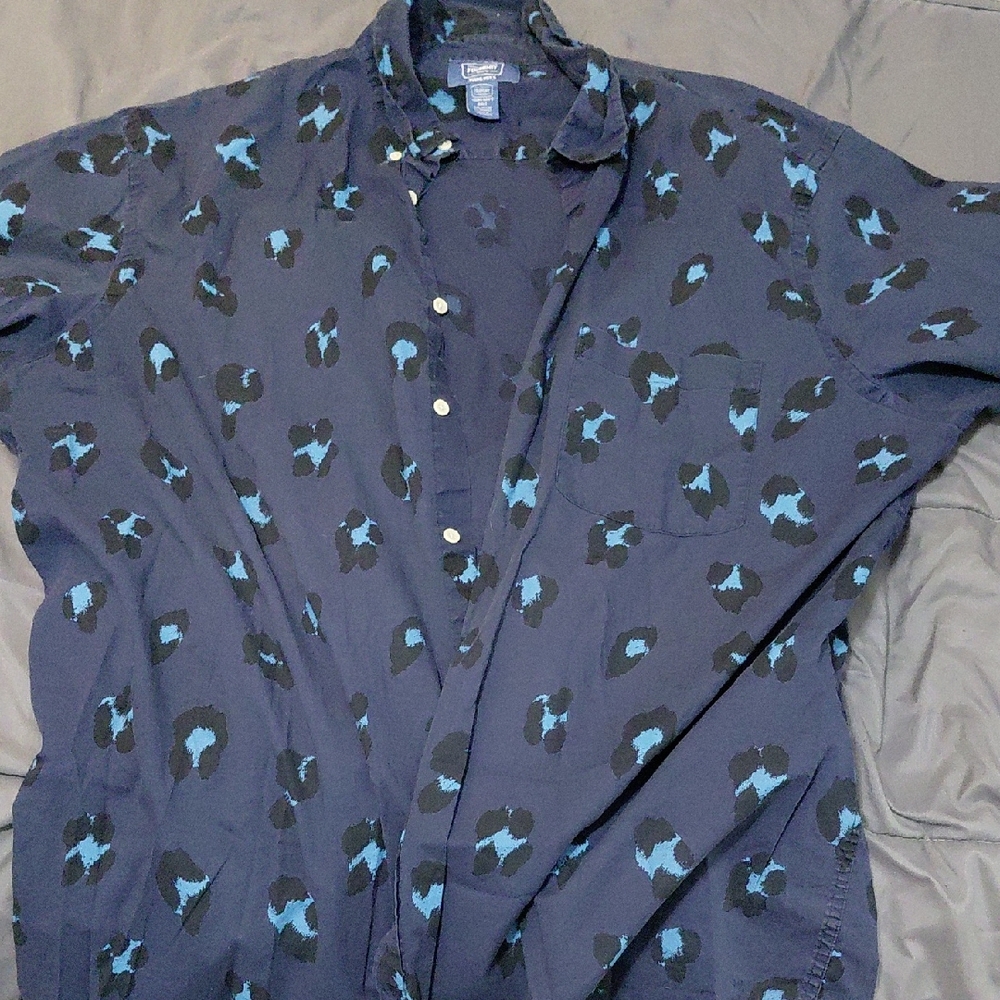 The Foundry Supply Co. Men's Black and Blue Patterned Shirt